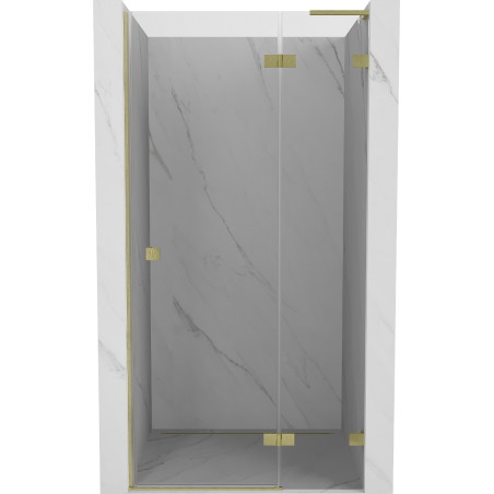Mexen Lunar L dušiuks, paremale avanev, 100 cm, läbipaistev, harjatud kuld - 834L-100-000-55-00-P