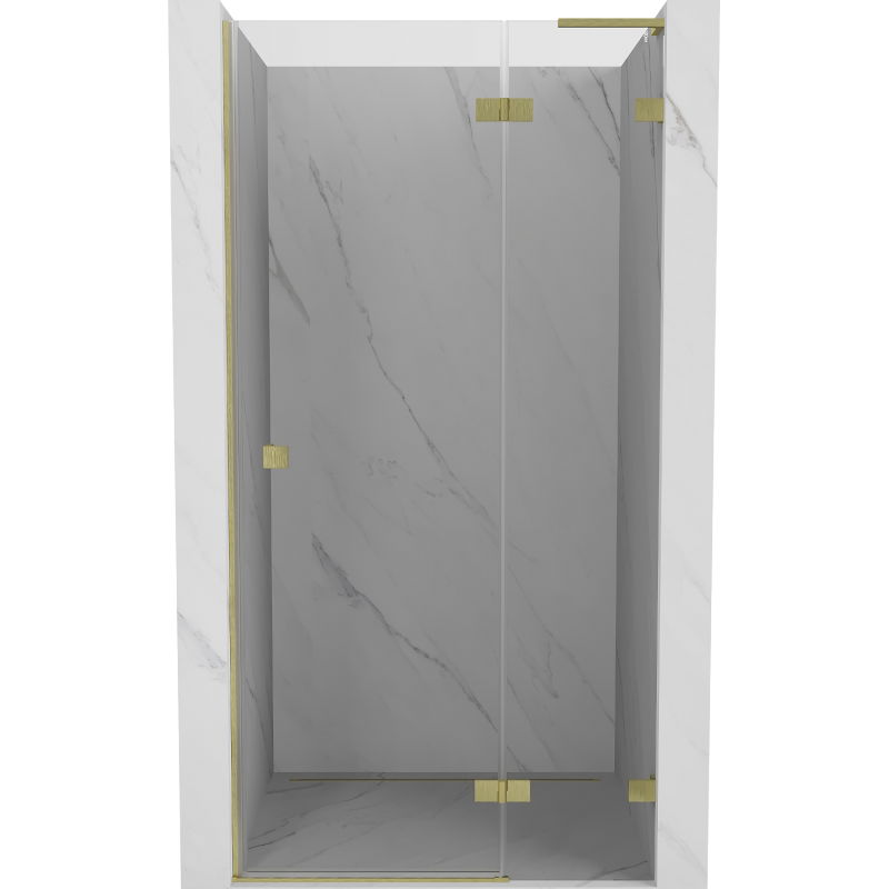 Mexen Lunar L draaideur douchedeur rechts 115 cm, transparant, geborsteld goud - 834L-115-000-55-00-P