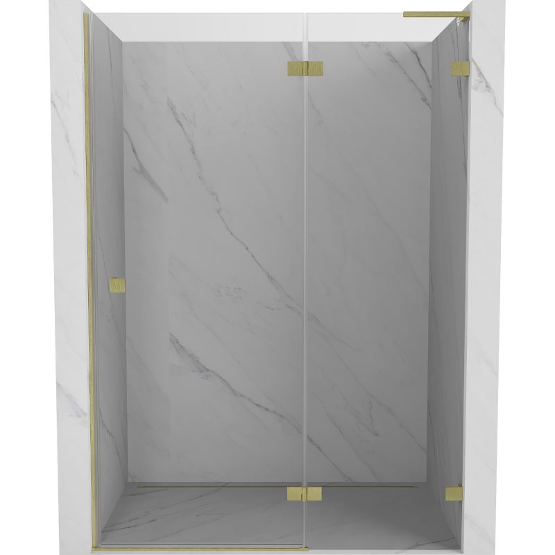 Mexen Lunar L porte de douche battante droite 130 cm, transparent, or brossé - 834L-130-000-55-00-P