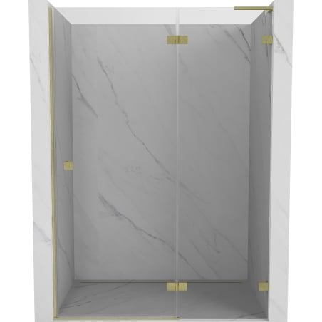 Mexen Lunar L desna zaokretna tuš vrata 135 cm, prozirna, zlatno brušena - 834L-135-000-55-00-P