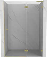 Mexen Lunar L desna zaokretna tuš vrata 135 cm, prozirna, zlatno brušena - 834L-135-000-55-00-P