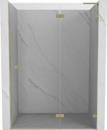 Mexen Lunar L puerta de ducha abatible derecha 135 cm, transparente, oro cepillado - 834L-135-000-55-00-P