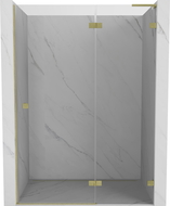 Mexen Lunar L porte de douche battante droite 140 cm, transparente, or brossé - 834L-140-000-55-00-P
