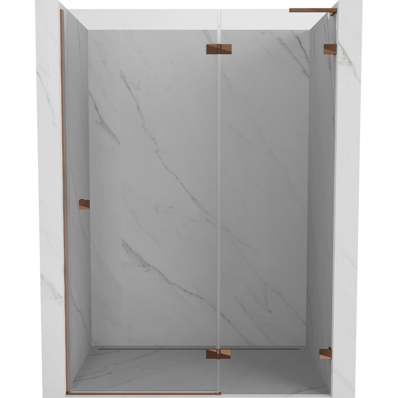 Mexen Lunar L desna preklopna tuš vrata 140 cm, prozirna, ružičasto zlato - 834L-140-000-60-00-P