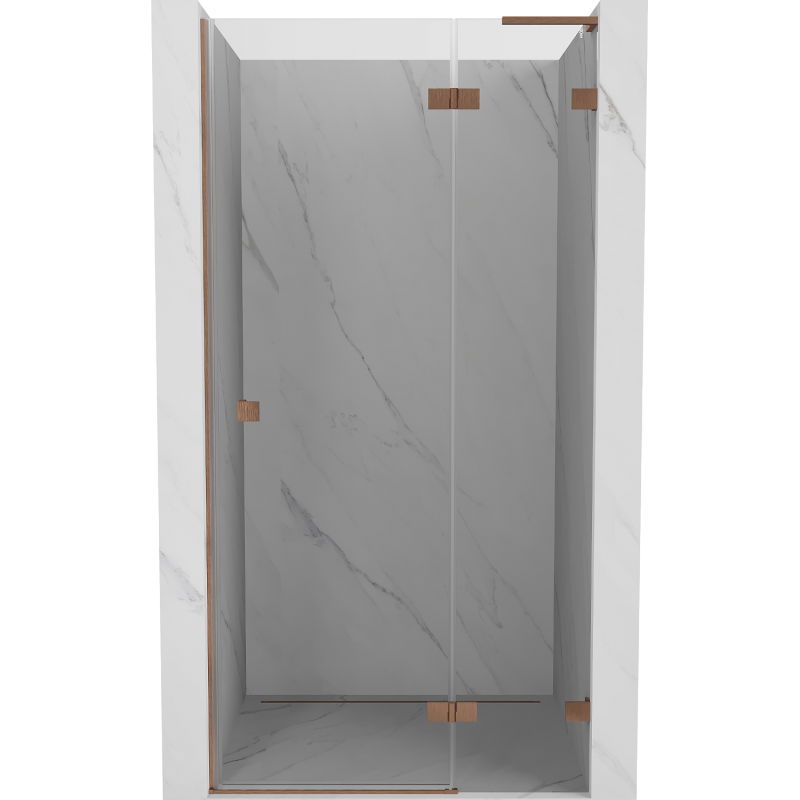 Mexen Lunar L Duschdrehtür rechts 80 cm, transparent, gebürstetes Kupfer - 834L-080-000-65-00-P