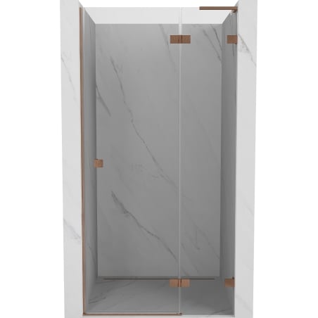 Mexen Lunar L drzwi prysznicowe uchylne prawe 85 cm, transparent, miedź szczotkowana - 834L-085-000-65-00-P