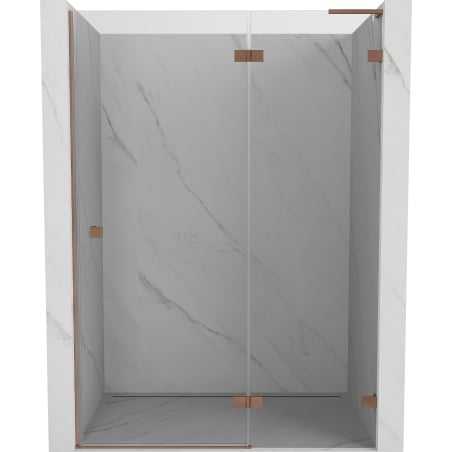 Mexen Lunar L porte de douche battante droite 130 cm, transparent, cuivre brossé - 834L-130-000-65-00-P