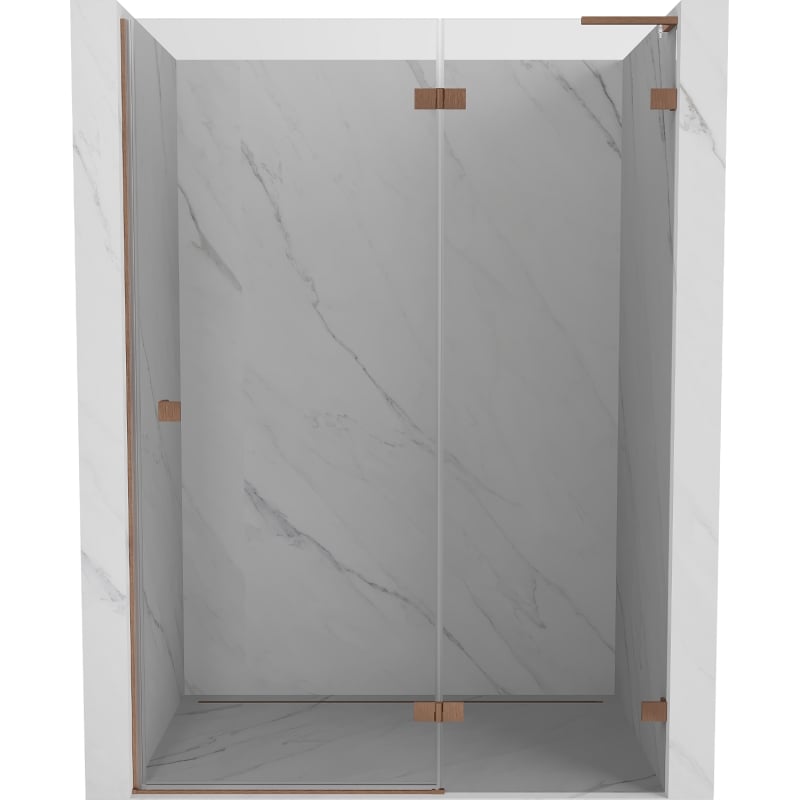 Mexen Lunar L drzwi prysznicowe uchylne prawe 135 cm, transparent, miedź szczotkowana - 834L-135-000-65-00-P