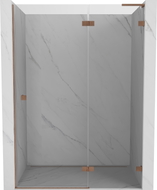 Mexen Lunar L desna vrata za tuš 135 cm, prozirna, brušeni bakar - 834L-135-000-65-00-P