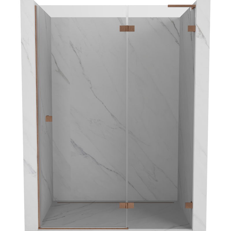 Mexen Lunar L Duschdrehtür rechts 140 cm, transparent, gebürstetes Kupfer - 834L-140-000-65-00-P