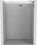 Mexen Lunar L desna zakretna tuš vrata 140 cm, prozirna, brušena bakar - 834L-140-000-65-00-P