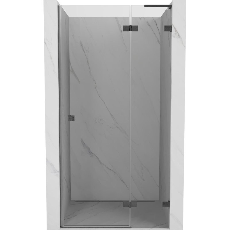 Mexen Lunar L desna zakretna tuš vratara 80 cm, prozirna, pištolj siva četkana - 834L-080-000-66-00-P