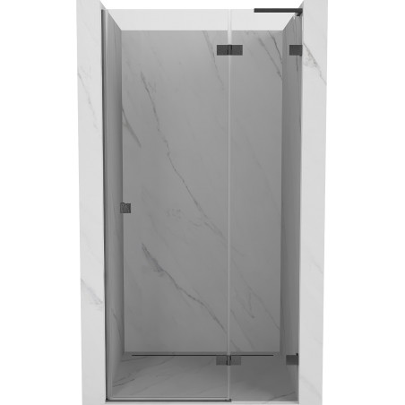 Mexen Lunar L desna zakretna tuš vratara 80 cm, prozirna, pištolj siva četkana - 834L-080-000-66-00-P