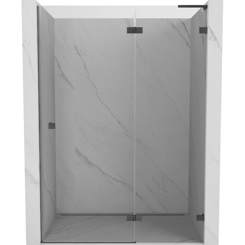 Mexen Lunar L draaideur douchedeur rechts 135 cm, transparant, geweergrijs geborsteld - 834L-135-000-66-00-P