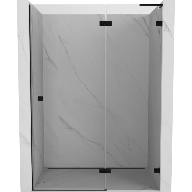 Mexen Lunar L right-hand hinged shower door 130 cm, transparent, black - 834L-130-000-70-00-P