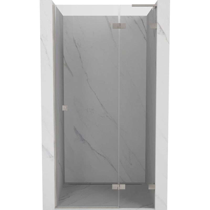 Mexen Lunar L dušiuksed, parempoolsed, 90 cm, läbipaistev, harjatud nikkel - 834L-090-000-97-00-P