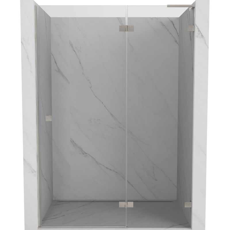 Mexen Lunar L Duschtür schwenkbar rechts 140 cm, transparent, gebürstetes Nickel - 834L-140-000-97-00-P