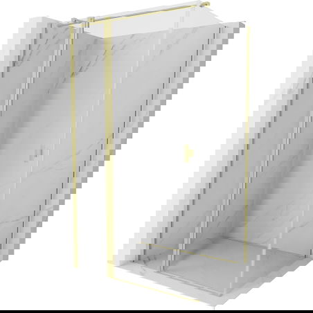 Mexen Mist T cabina doccia con porta battente 90 x 85 cm, trasparente, oro spazzolato - 8A4T-090-085-55-00