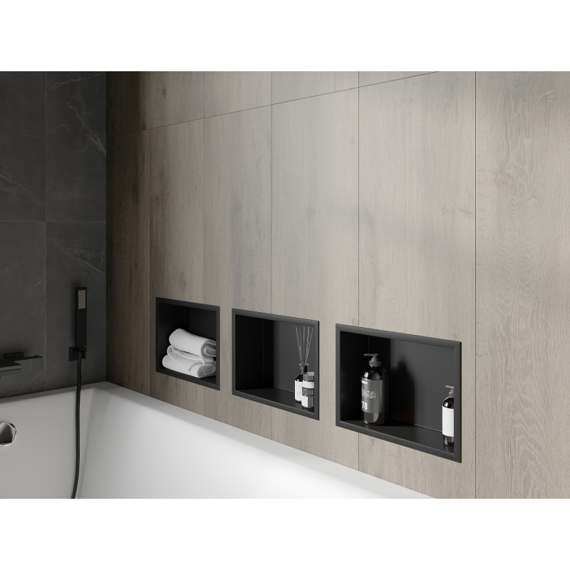 Mexen X-Wall-R nisplank met flens 30 x 20 cm, zwart - 1970302010