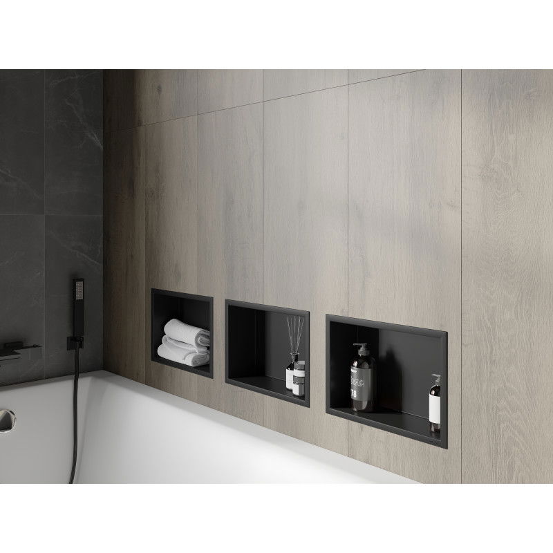 Mexen X-Wall-R recess shelf with flange 30 x 20 cm, black - 1970302010