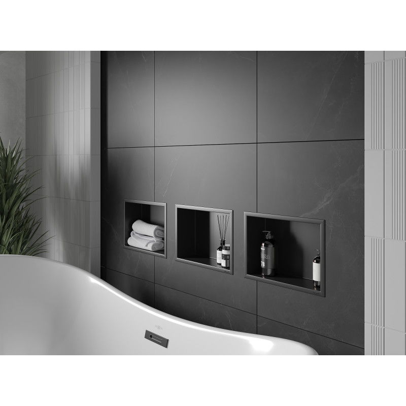 Mexen X-Wall-R prateleira embutida com flange 30 x 20 cm, preta - 1970302010