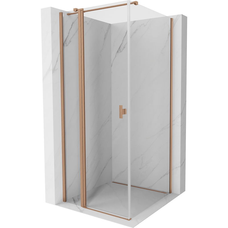 Mexen Mist T cabina doccia ad anta battente 80 x 80 cm, trasparente, rame spazzolato - 8A4T-080-080-65-00