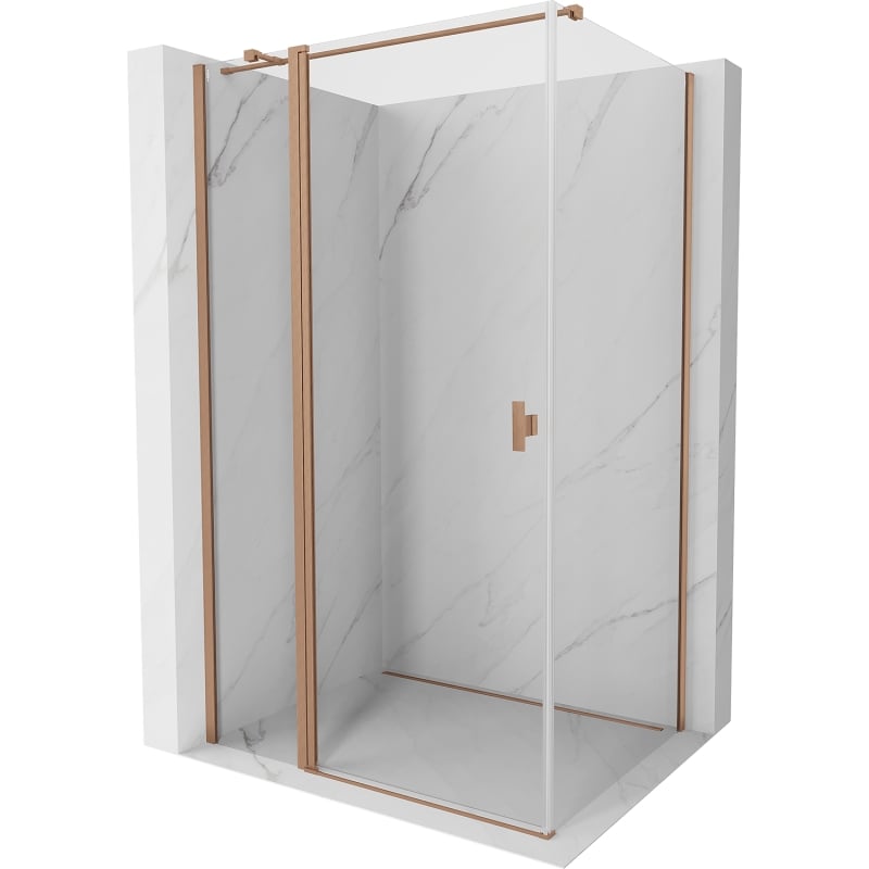 Mexen Mist T Duschkabine schwenkbar 100 x 80 cm, transparent, gebürstetes Kupfer - 8A4T-100-080-65-00