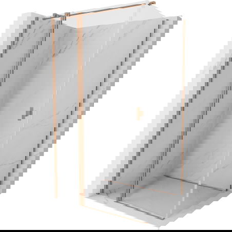 Mexen Mist T suihkukaappi kääntyvä 100 x 80 cm, läpinäkyvä, harjattu kupari - 8A4T-100-080-65-00