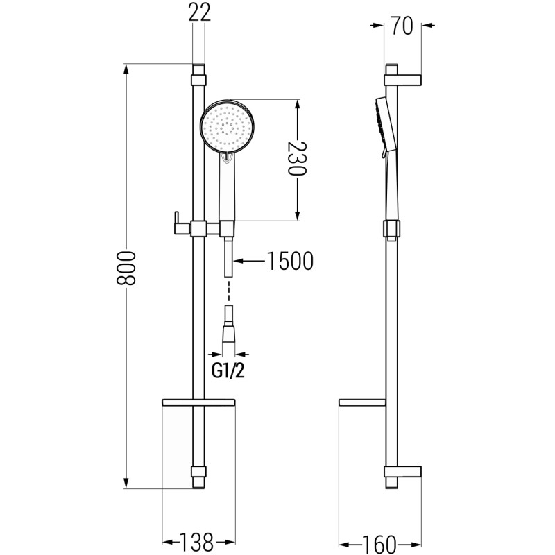 Mexen DQ75 liuglev dušikomplekt, kroom - 785754581-00