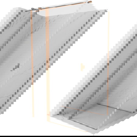 Mexen Mist T pregibna tuš kabina 85 x 95 cm, prozorna, brušeni baker - 8A4T-085-095-65-00