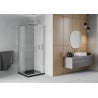 Mexen Rio quadratische Duschkabine 70 x 70 cm, matt, Chrom + Duschwanne Flat, schwarz - 860-070-070-01-30-4070