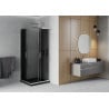 Mexen Rio quadratische Duschkabine 70 x 70 cm, Graphit, Chrom + Flat-Duschwanne, Schwarz - 860-070-070-01-40-4070