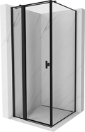 Mexen Mist T duschkabin med öppningsbar dörr vänster 75 x 75 cm, svart ram, svart - 8A4T-075-075-70-70-L