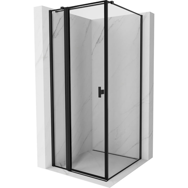 Mexen Mist T Duschkabine schwenkbar links 90 x 90 cm, schwarzer Rahmen, schwarz - 8A4T-090-090-70-70-L