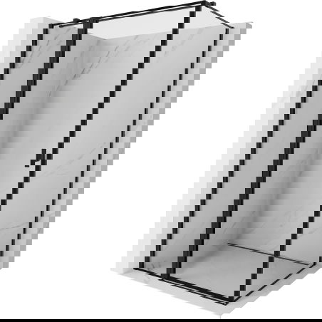 Mexen Mist T Duschkabine, links angeschlagen, 90 x 80 cm, schwarzer Rahmen, schwarz - 8A4T-090-080-70-70-L