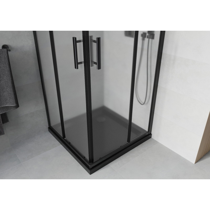 Mexen Rio kvadratna tuš kabina 70 x 70 cm, mraz, crna + Flat tuš kada, crna - 860-070-070-70-30-4070B