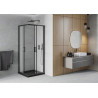 Mexen Rio cabine de douche carrée 70 x 70 cm, dépoli, noir + receveur Flat, noir - 860-070-070-70-30-4070B