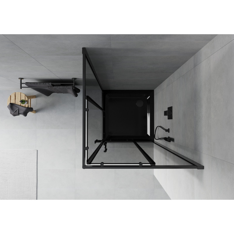 Mexen Rio vierkante douchecabine 70 x 70 cm, grafiet, zwart + Flat douchebak, zwart - 860-070-070-70-40-4070B