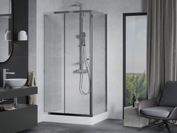 Mexen Apia drsna tuš kabina 100 x 80 cm, prozorna, krom + kad Rio - 840-100-080-01-00-4510