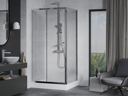 Mexen Apia sliding shower cabin 100 x 80 cm, transparent, chrome + Rio shower tray - 840-100-080-01-00-4510