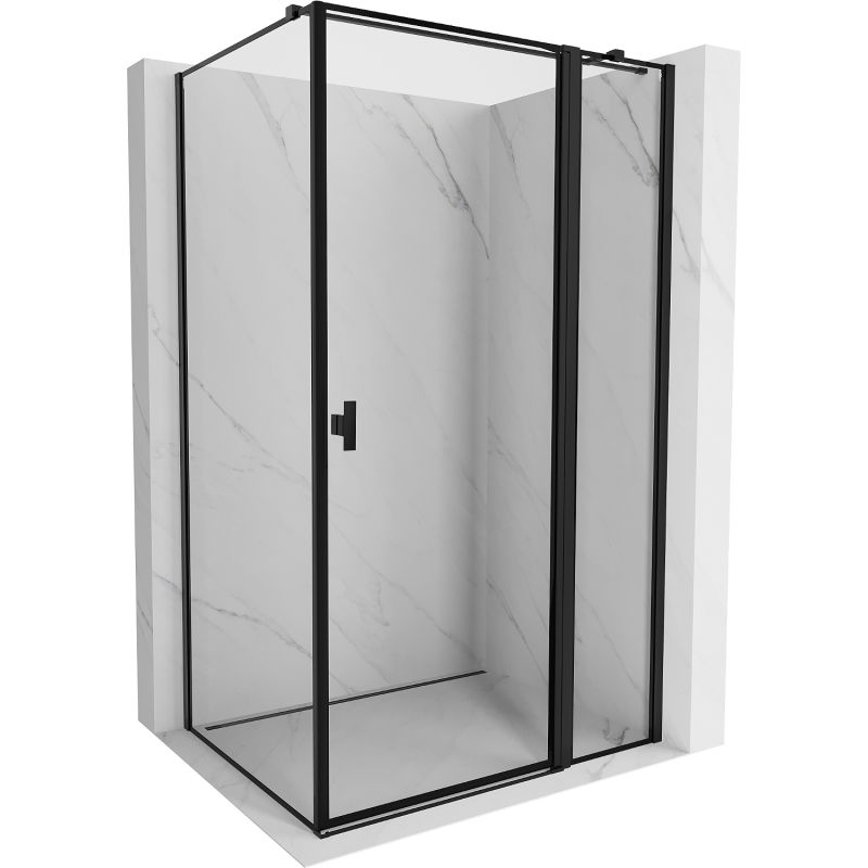 Mexen Mist T Duschkabine, rechts öffnend, 75 x 85 cm, schwarzer Rahmen, schwarz - 8A4T-075-085-70-70-P