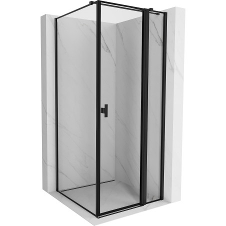 Mexen Mist T desno preklopna tuš kabina 85 x 85 cm, crni okvir, crna - 8A4T-085-085-70-70-P