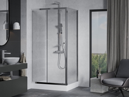Mexen Apia sliding shower cabin 120 x 80 cm, transparent, chrome + Rio shower tray - 840-120-080-01-00-4510