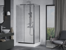 Mexen Apia sliding shower enclosure 120 x 80 cm, transparent, chrome + Rio shower tray - 840-120-080-01-00-4510