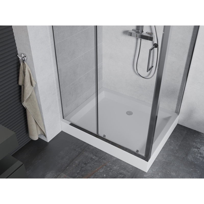 Mexen Apia schuifbare douchecabine 120 x 80 cm, transparant, chroom + Rio douchebak - 840-120-080-01-00-4510