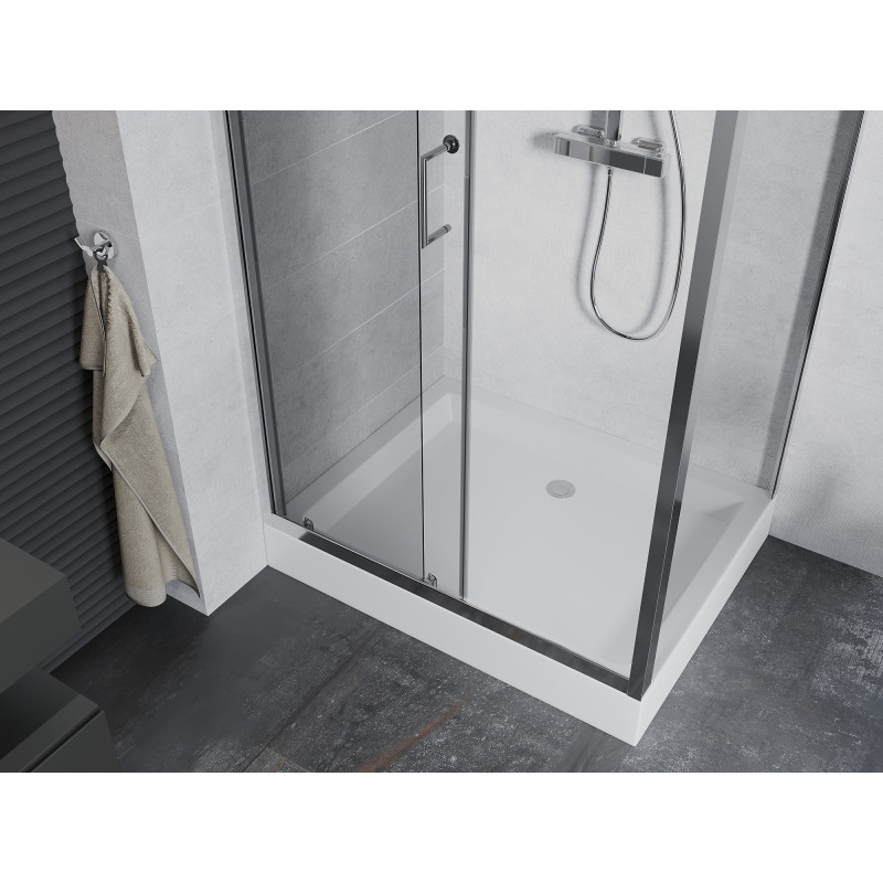 Mexen Apia schuifbare douchecabine 120 x 90 cm, transparant, chroom + Rio douchebak - 840-120-090-01-00-4510