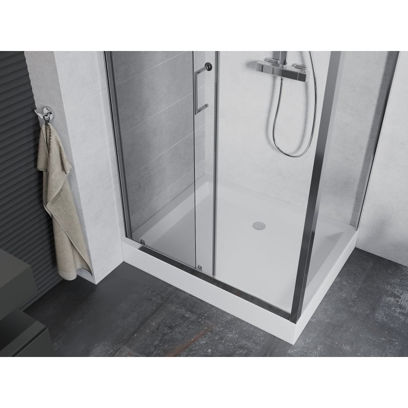Mexen Apia sliding shower cabin 120 x 90 cm, transparent, chrome + Rio shower tray - 840-120-090-01-00-4510