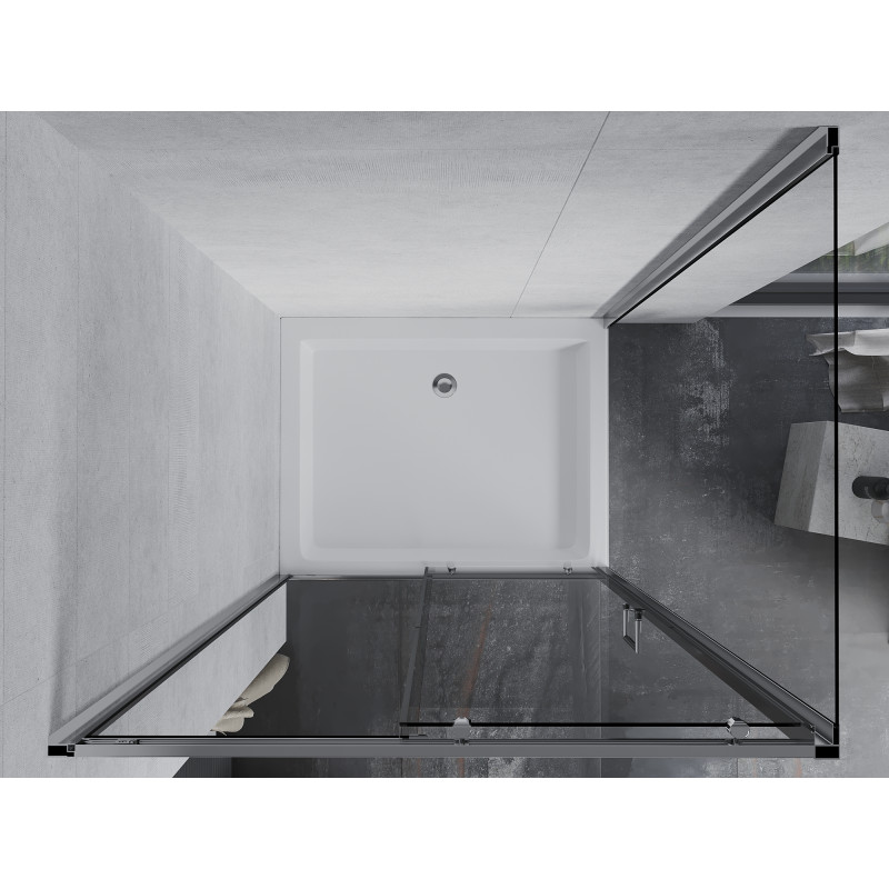 Mexen Apia cabine de douche coulissante 120 x 90 cm, transparent, chrome + bac à douche Rio - 840-120-090-01-00-4510