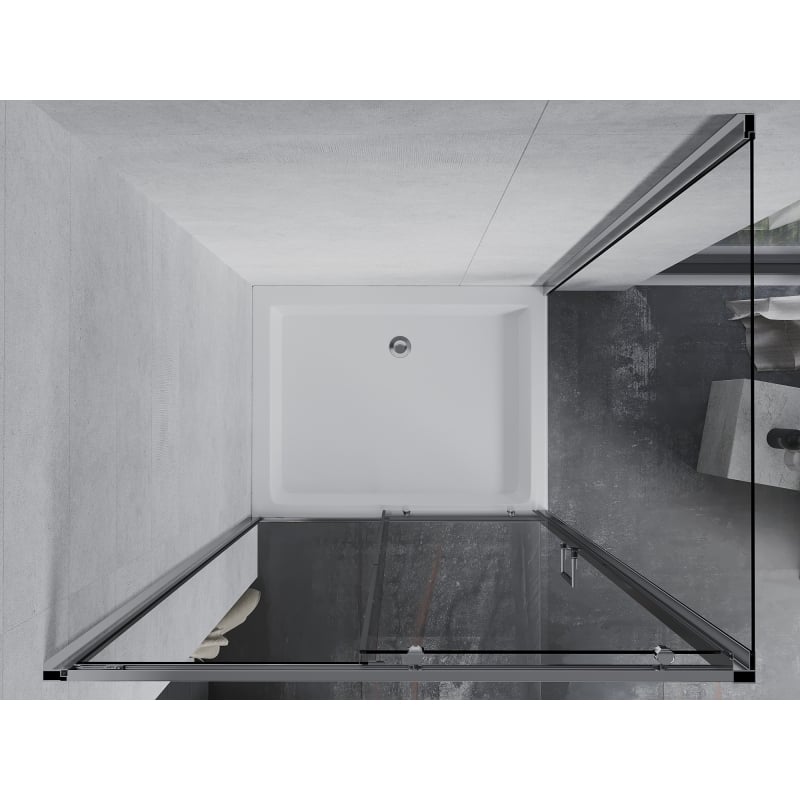 Mexen Apia sliding shower cabin 120 x 90 cm, transparent, chrome + Rio shower tray - 840-120-090-01-00-4510
