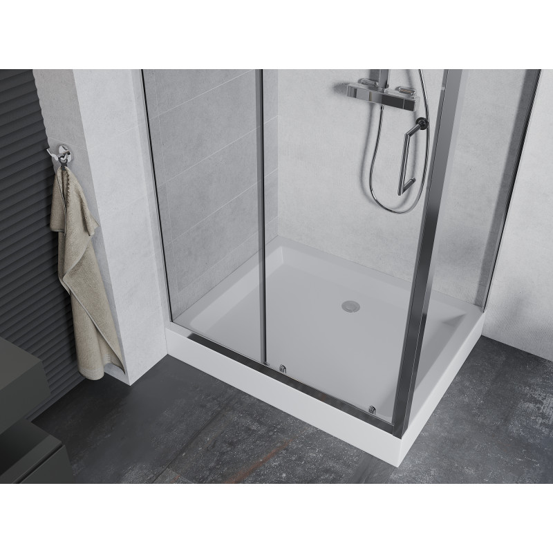 Mexen Apia schuifbare douchecabine 120 x 90 cm, transparant, chroom + Rio douchebak - 840-120-090-01-00-4510